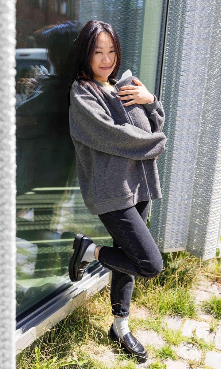 Walkjacke x ENGEL mit Babytrageeinsatz (Schurwolle)