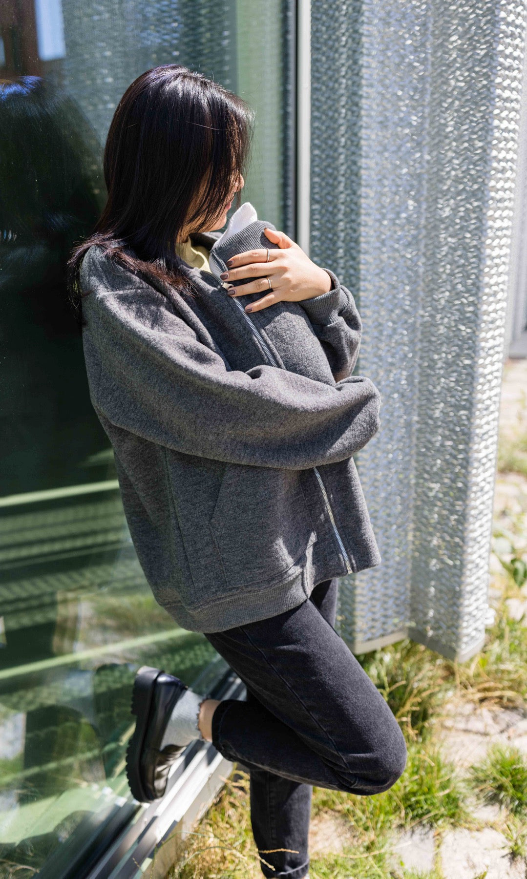 Walkjacke x ENGEL mit Babytrageeinsatz (Schurwolle)
