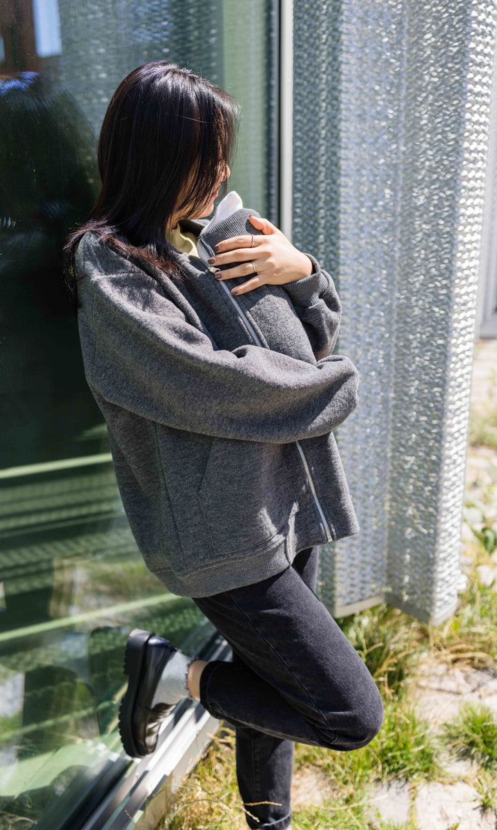 Walkjacke x ENGEL mit Babytrageeinsatz (Schurwolle)