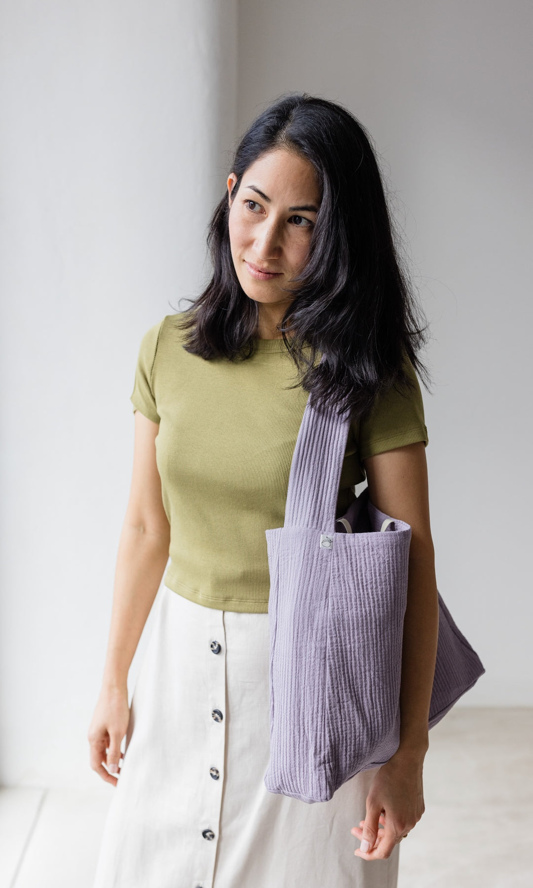 Tasche Beutel Stepptasche Stepp Musselin Wattiert Umhängetasche Shopper  flieder lila lilac