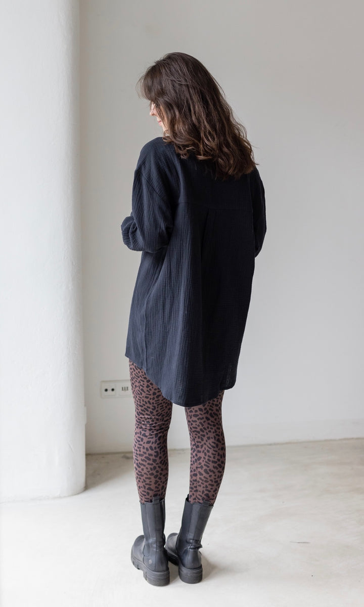 Oversized Musselin Hemd - abricot coco