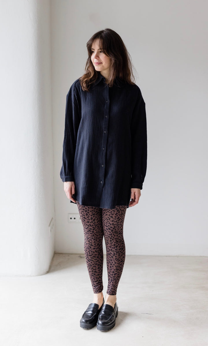 Oversized Musselin Hemd - abricot coco