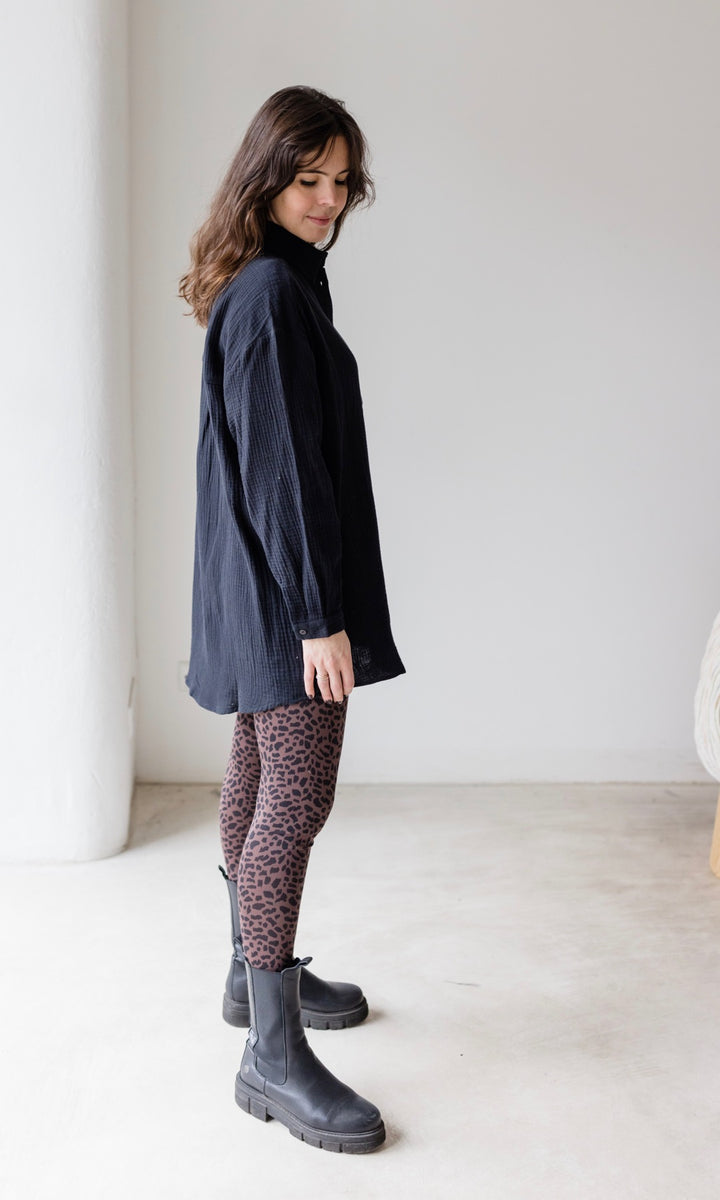 Oversized Musselin Hemd - abricot coco