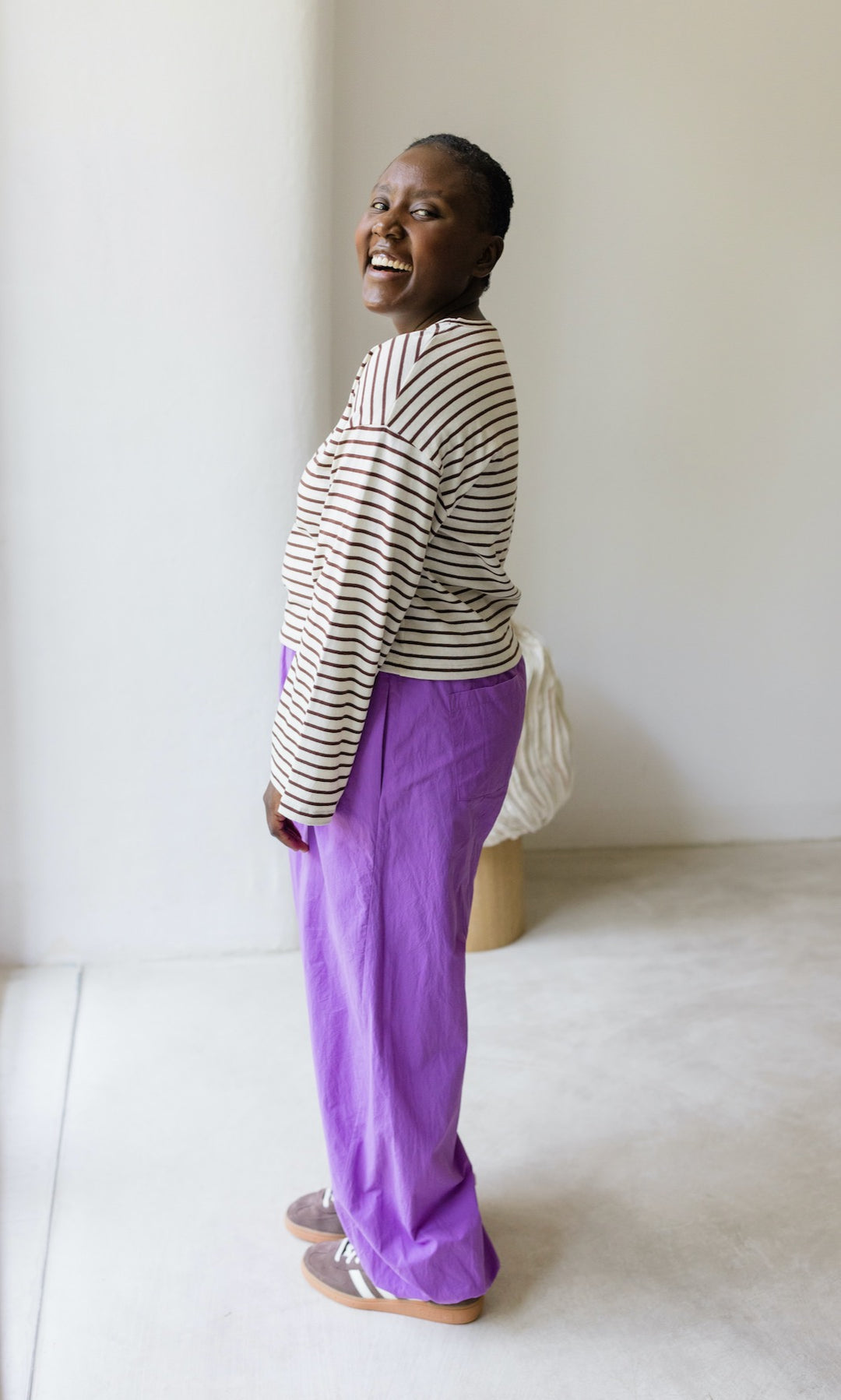 Braun gestreiftes Langarm Shirt