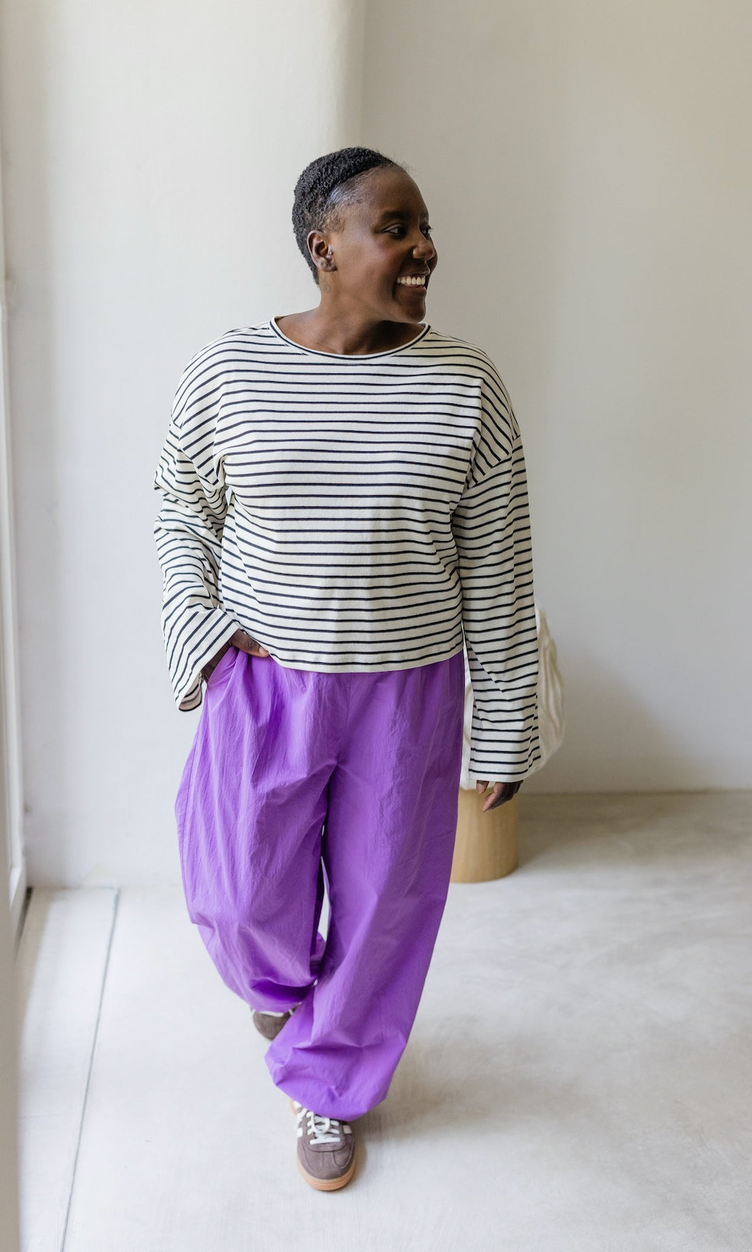 Gestreiftes Langarm Shirt - abricot coco