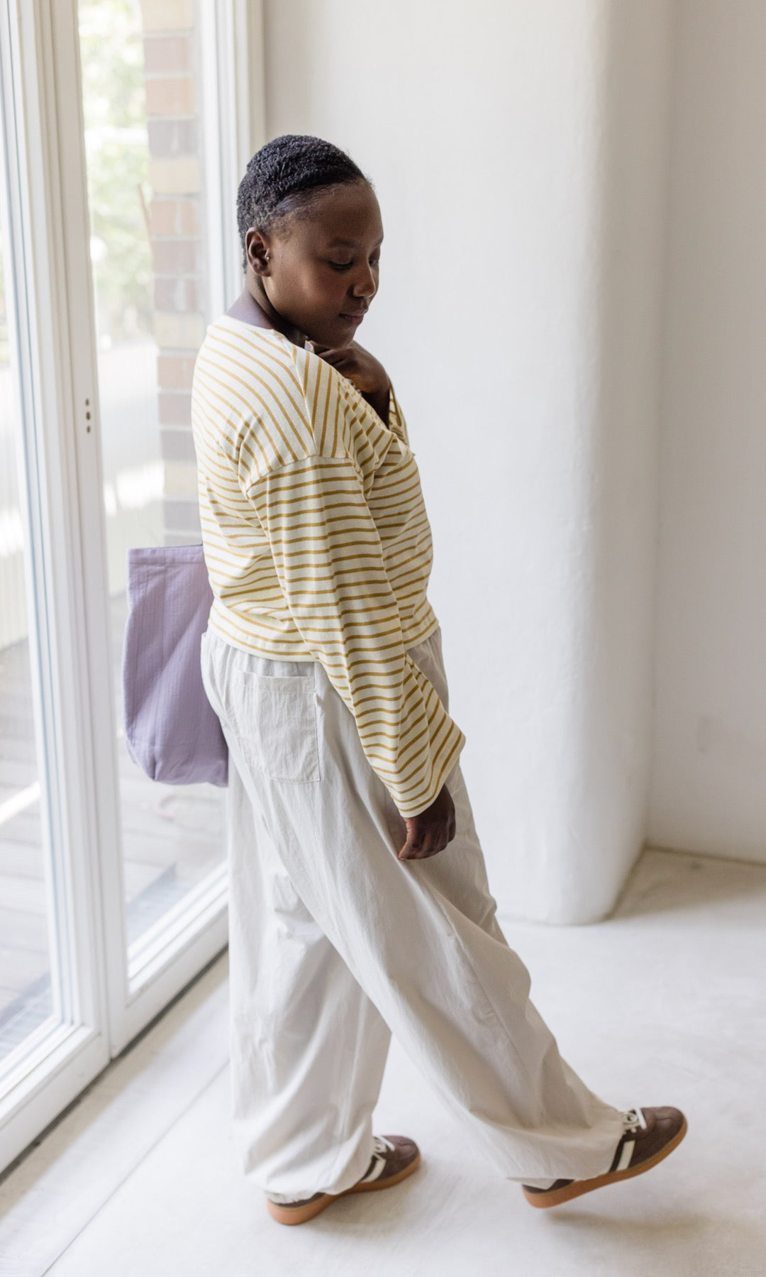 Gelb gestreiftes Langarm Shirt