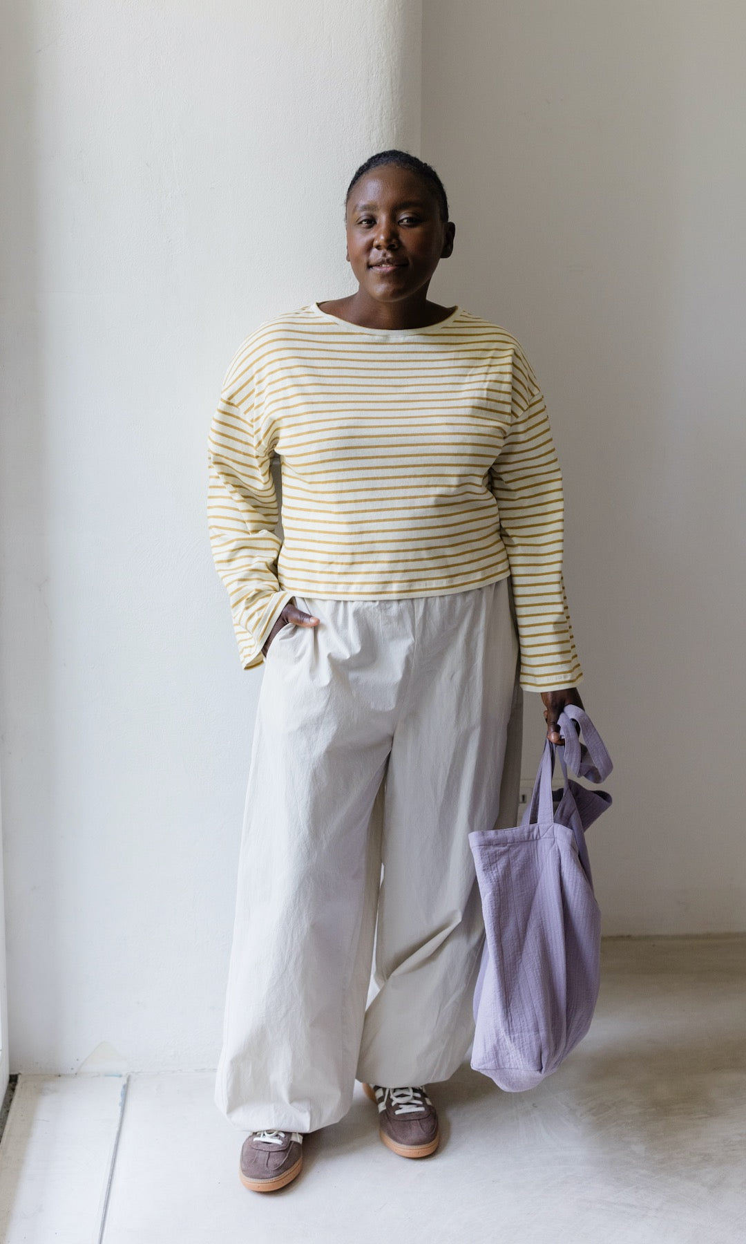 Gelb gestreiftes Langarm Shirt