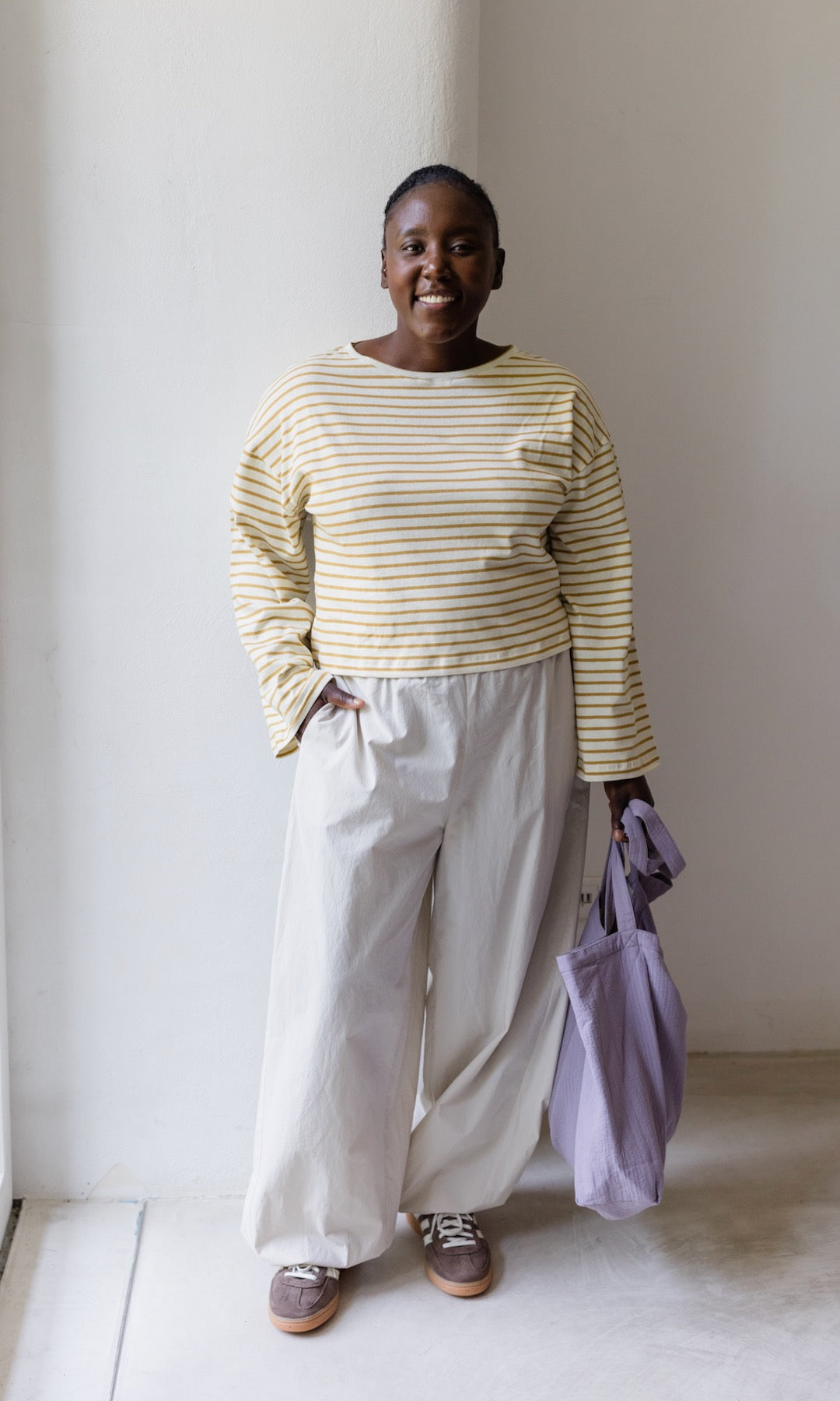 Gelb gestreiftes Langarm Shirt