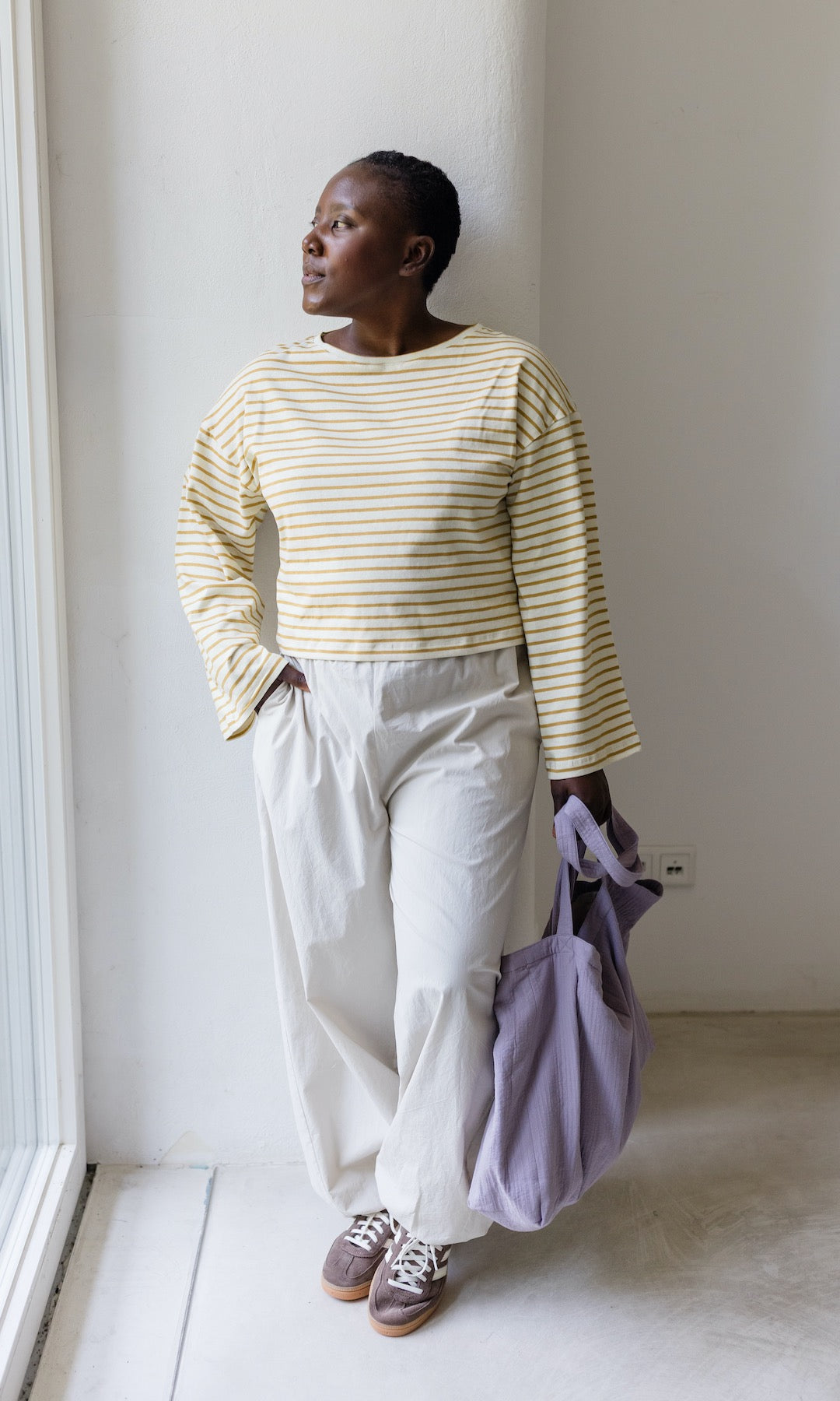 Gelb gestreiftes Langarm Shirt