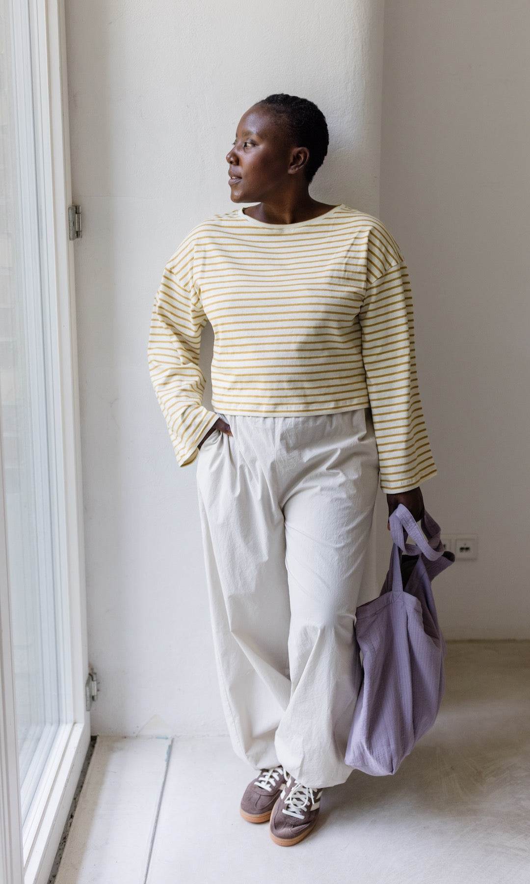 Gelb gestreiftes Langarm Shirt
