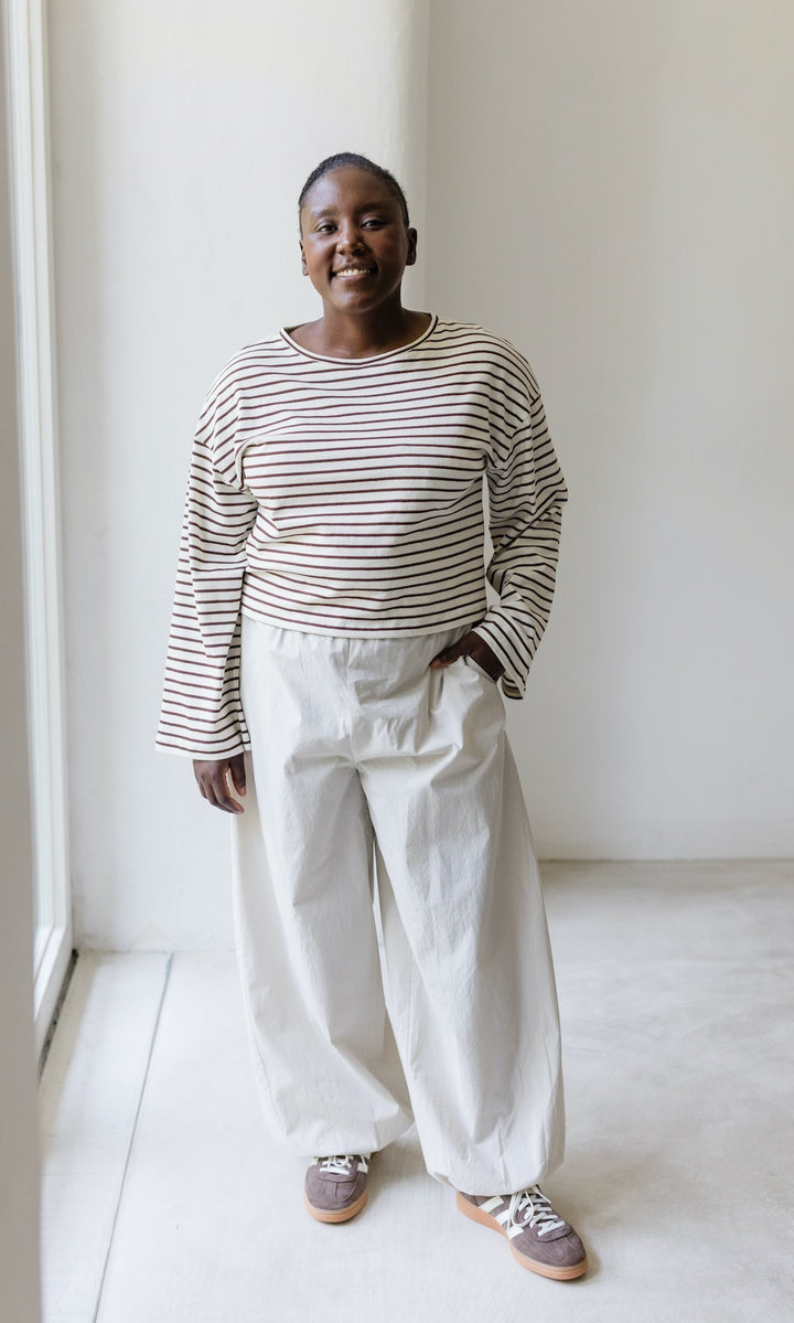 Braun gestreiftes Langarm Shirt