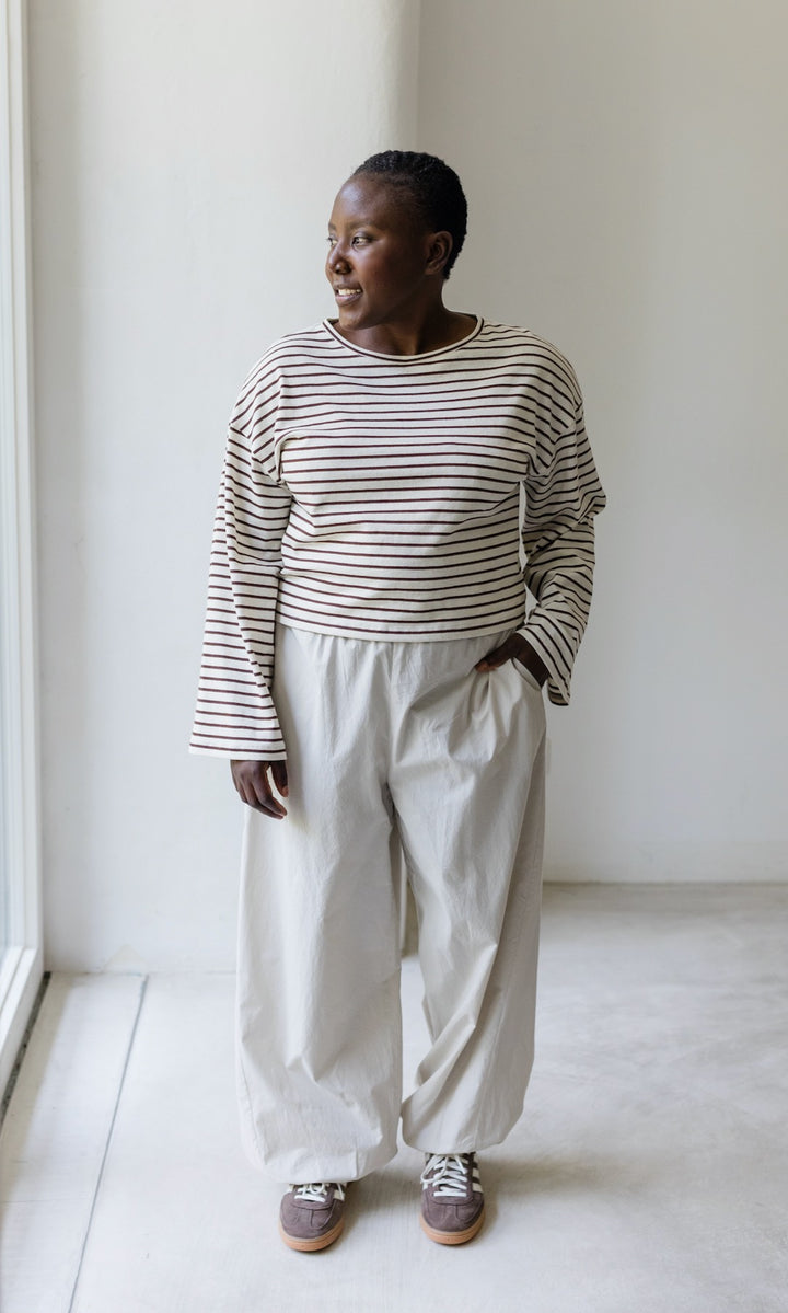 Braun gestreiftes Langarm Shirt
