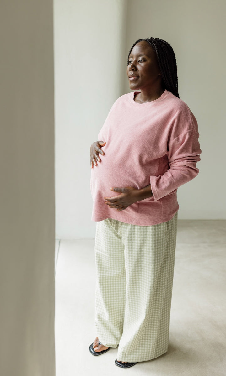 Wide Maternity Culottes Akiko Plaid Light Green