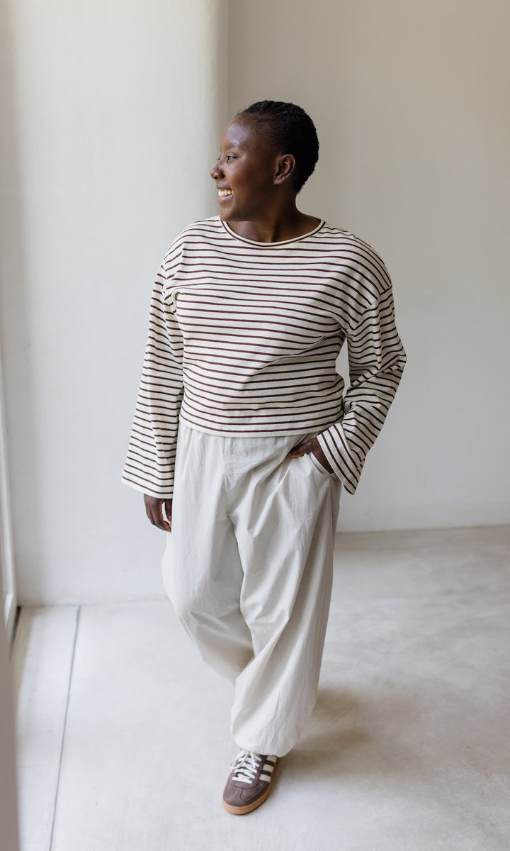 Braun gestreiftes Langarm Shirt