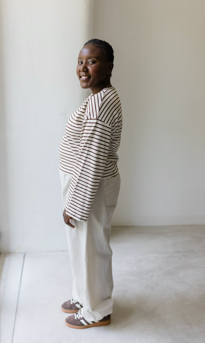 Braun gestreiftes Langarm Shirt