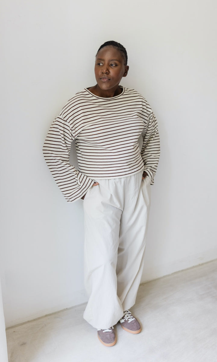 Braun gestreiftes Langarm Shirt