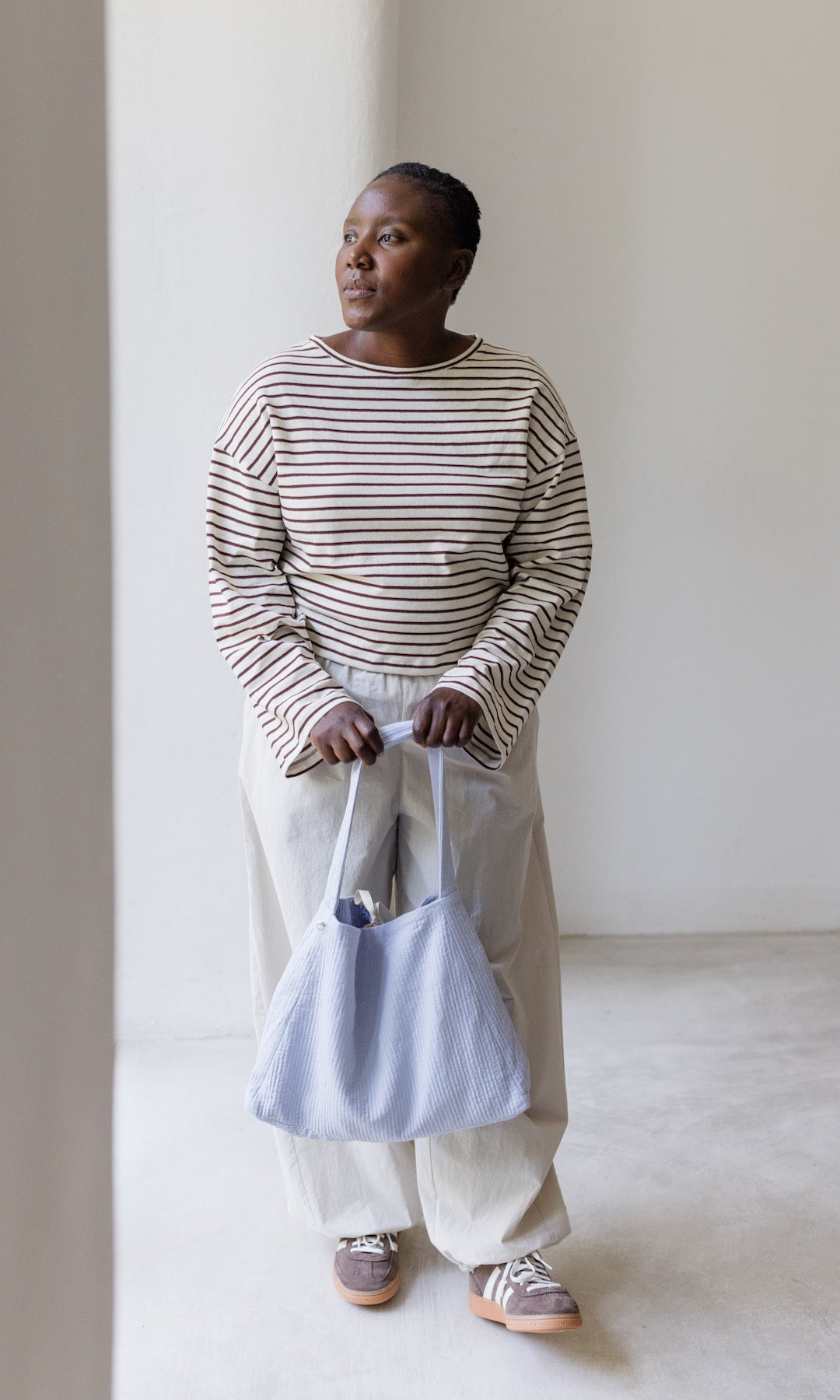 Braun gestreiftes Langarm Shirt
