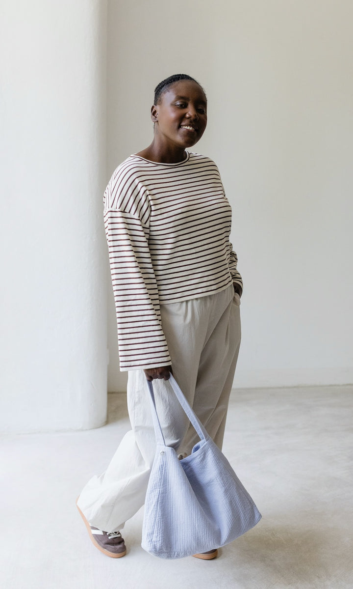Braun gestreiftes Langarm Shirt