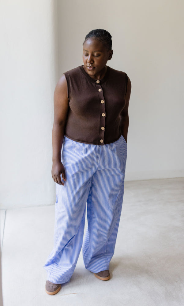 High Waist Stoffhose gestreift