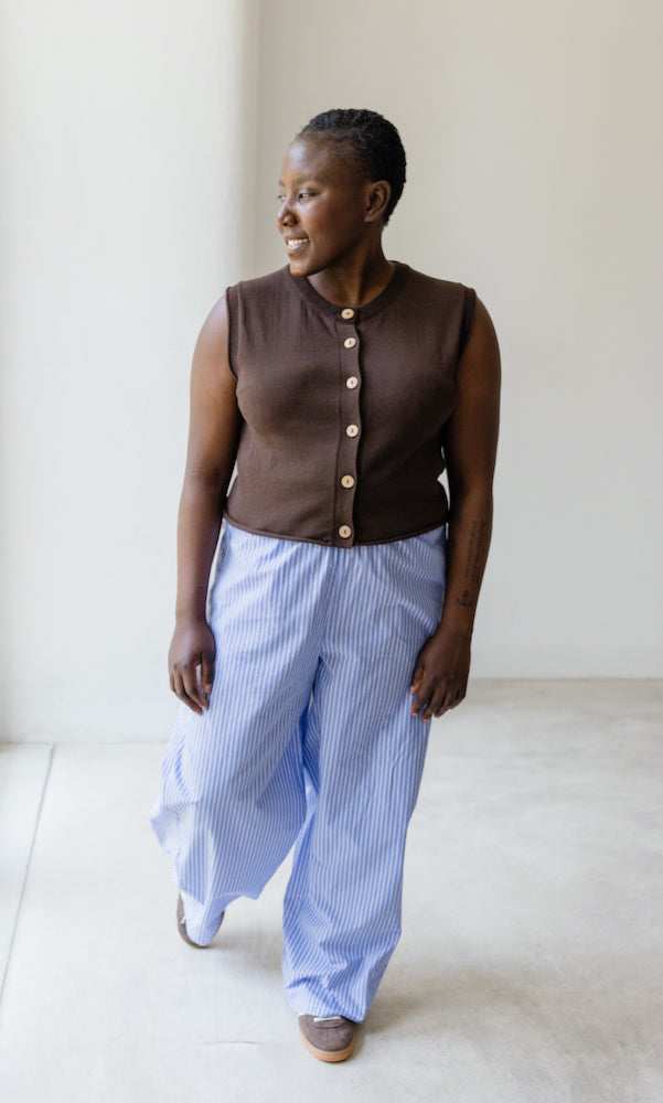 High Waist Stoffhose gestreift