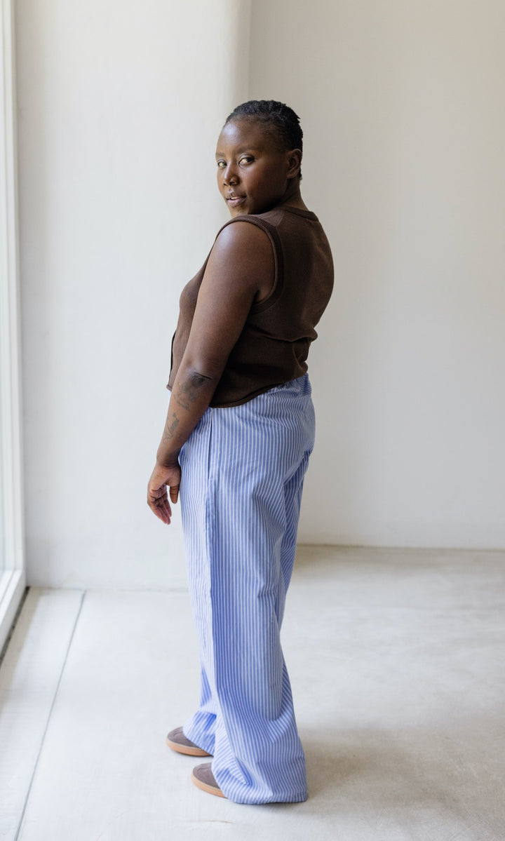 High Waist Stoffhose gestreift