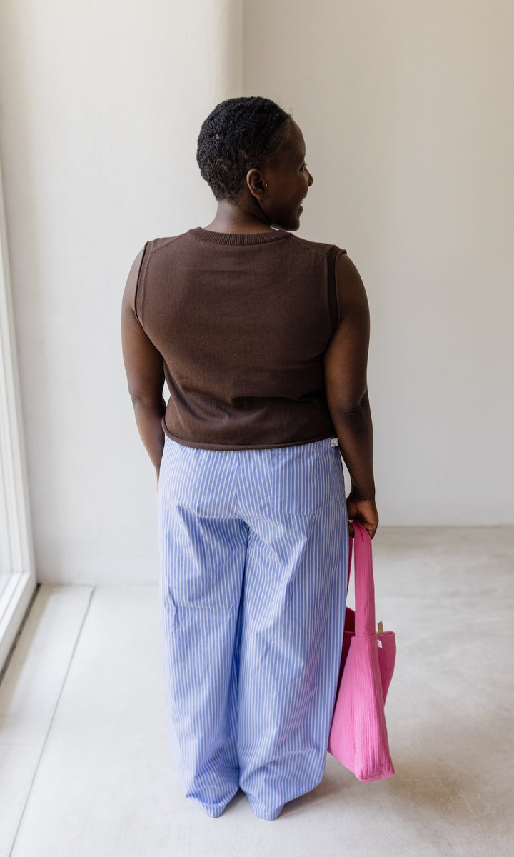 High Waist Stoffhose gestreift