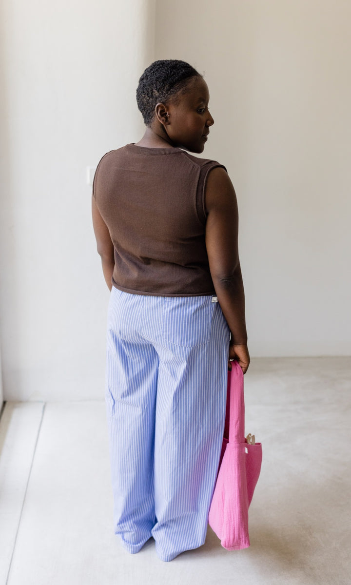 High Waist Stoffhose gestreift