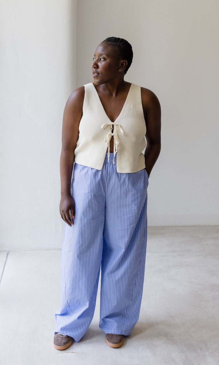 High Waist Stoffhose gestreift