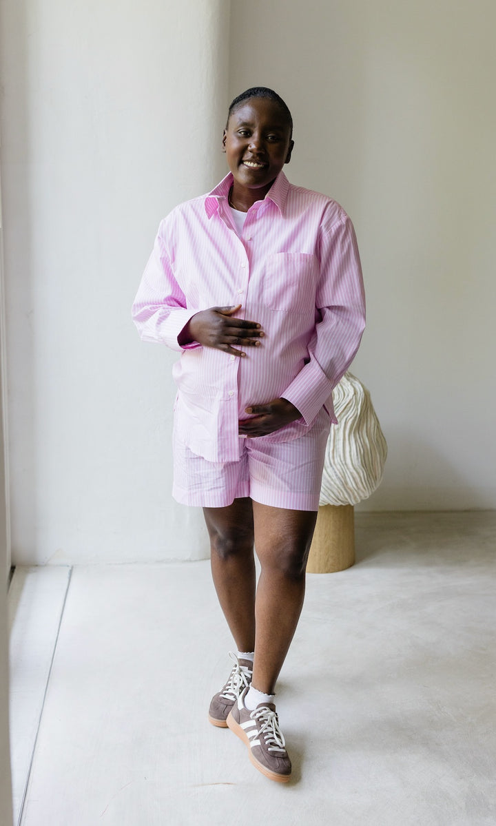 Boyfriend Hemd Rosa Gestreift