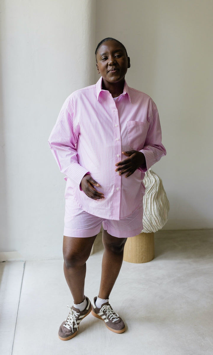 Boyfriend Hemd Rosa Gestreift
