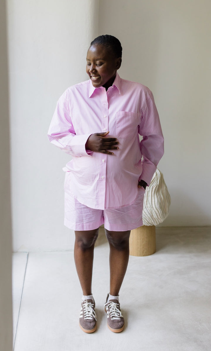 Boyfriend Hemd Rosa Gestreift