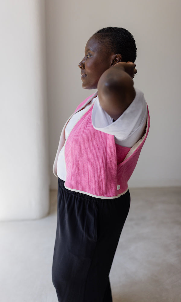 Wendbare Steppweste Yumiko Pink / Creme