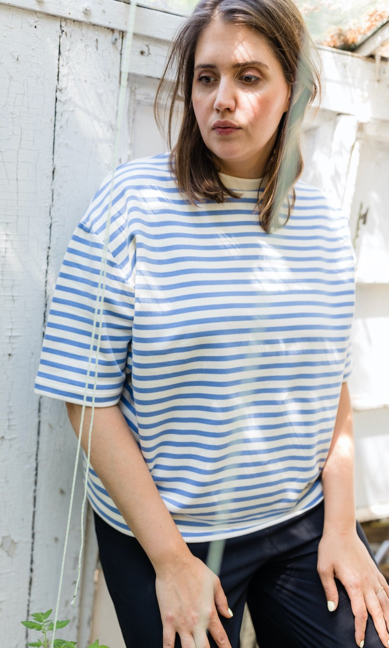 Gestreiftes Oversized T-Shirt - abricot coco