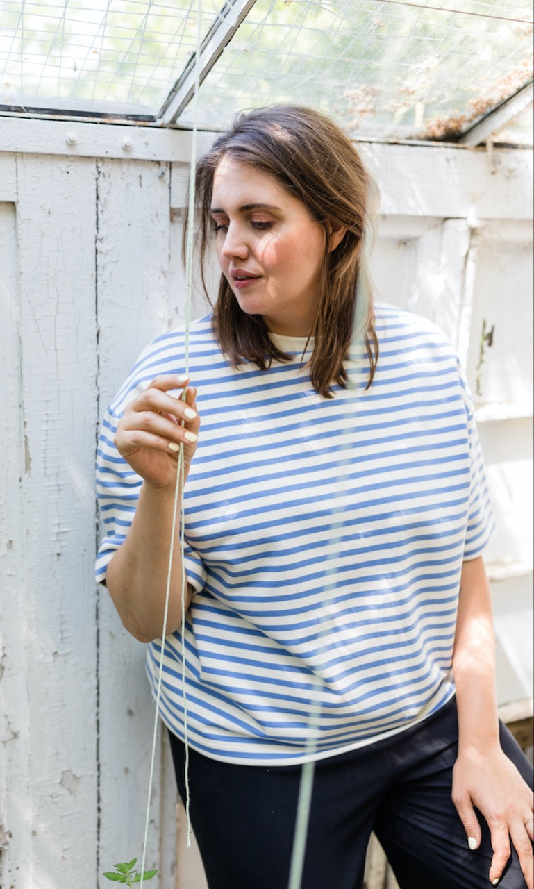 Gestreiftes Oversized T-Shirt - abricot coco