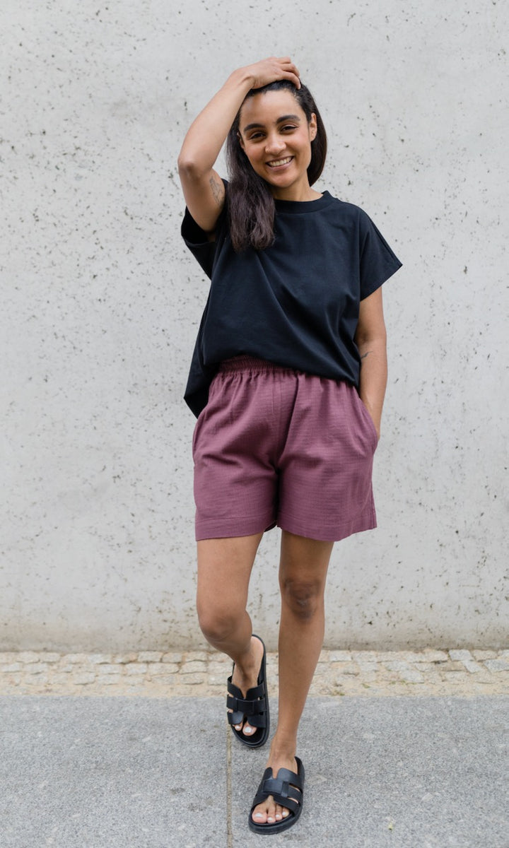Kastiges Basic T-Shirt aus Baumwolle - abricot coco