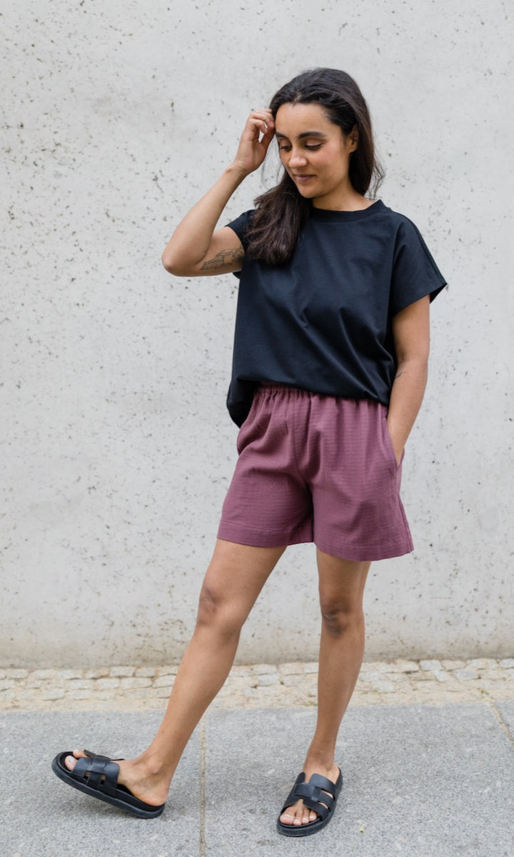 Kastiges Basic T-Shirt aus Baumwolle - abricot coco
