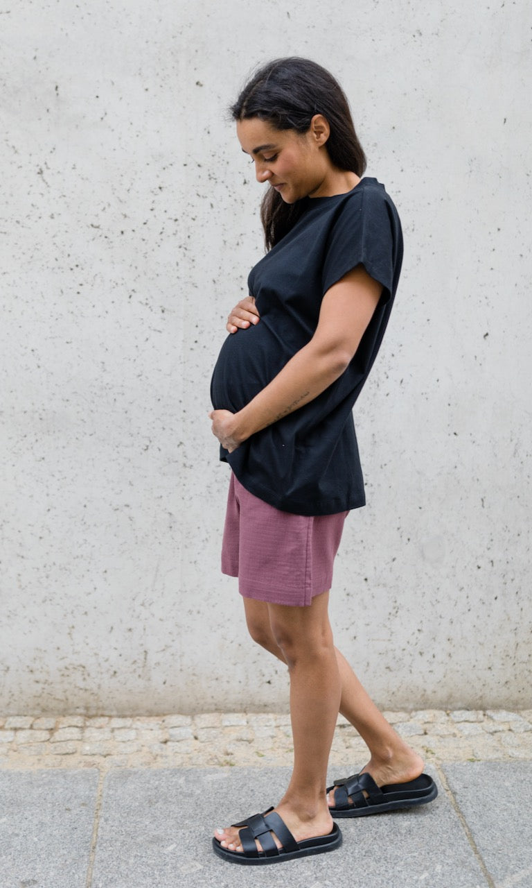 Kastiges Basic T-Shirt aus Baumwolle - abricot coco