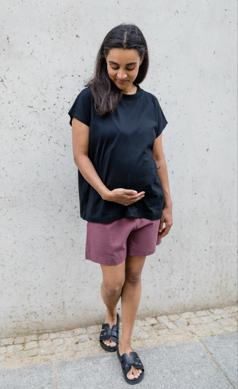 Kastiges Basic T-Shirt aus Baumwolle - abricot coco