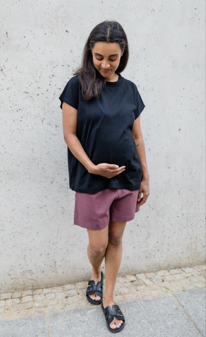 Kastiges Basic T-Shirt aus Baumwolle - abricot coco
