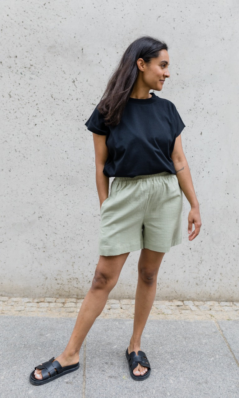 Kastiges Basic T-Shirt aus Baumwolle - abricot coco