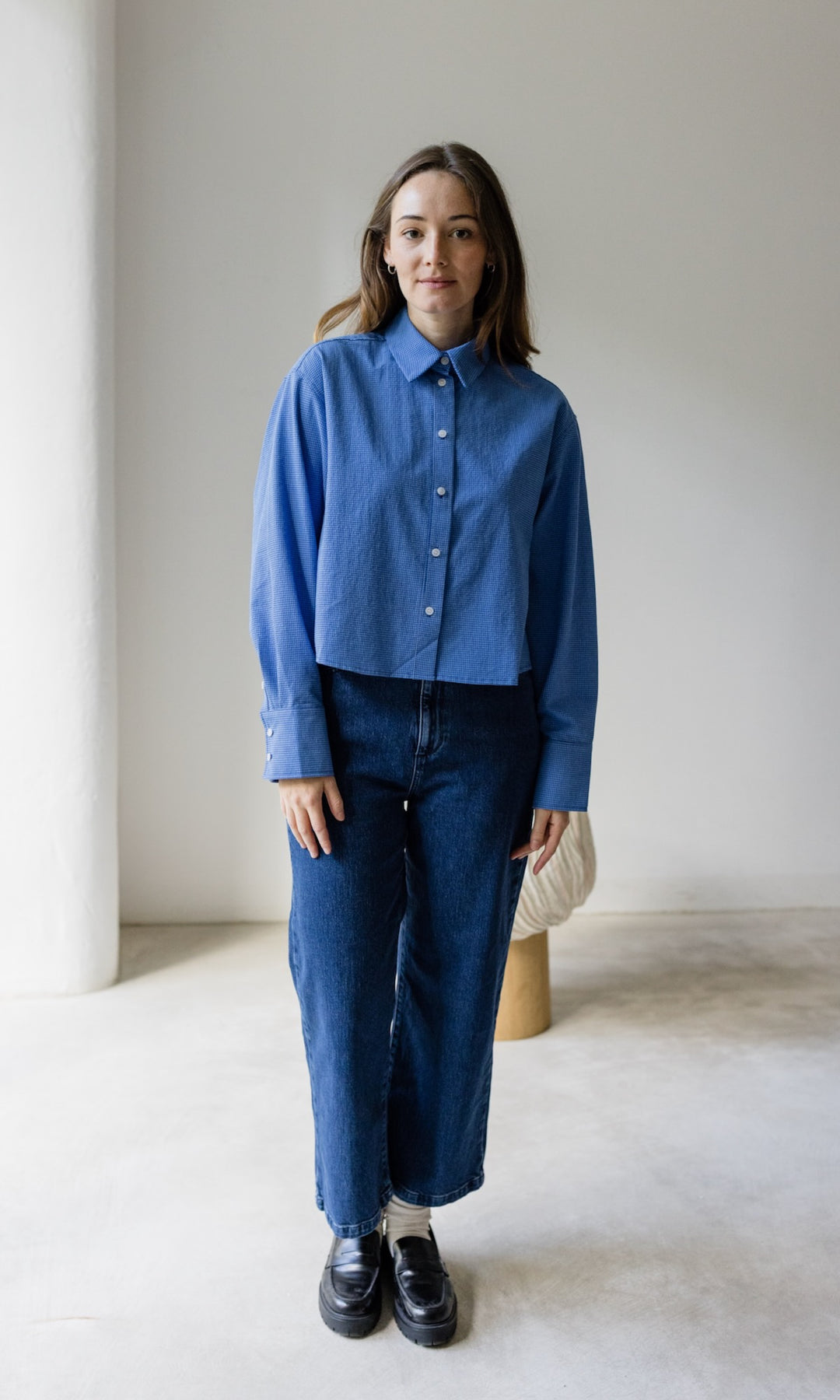 Cropped Oversized Hemd - abricot coco