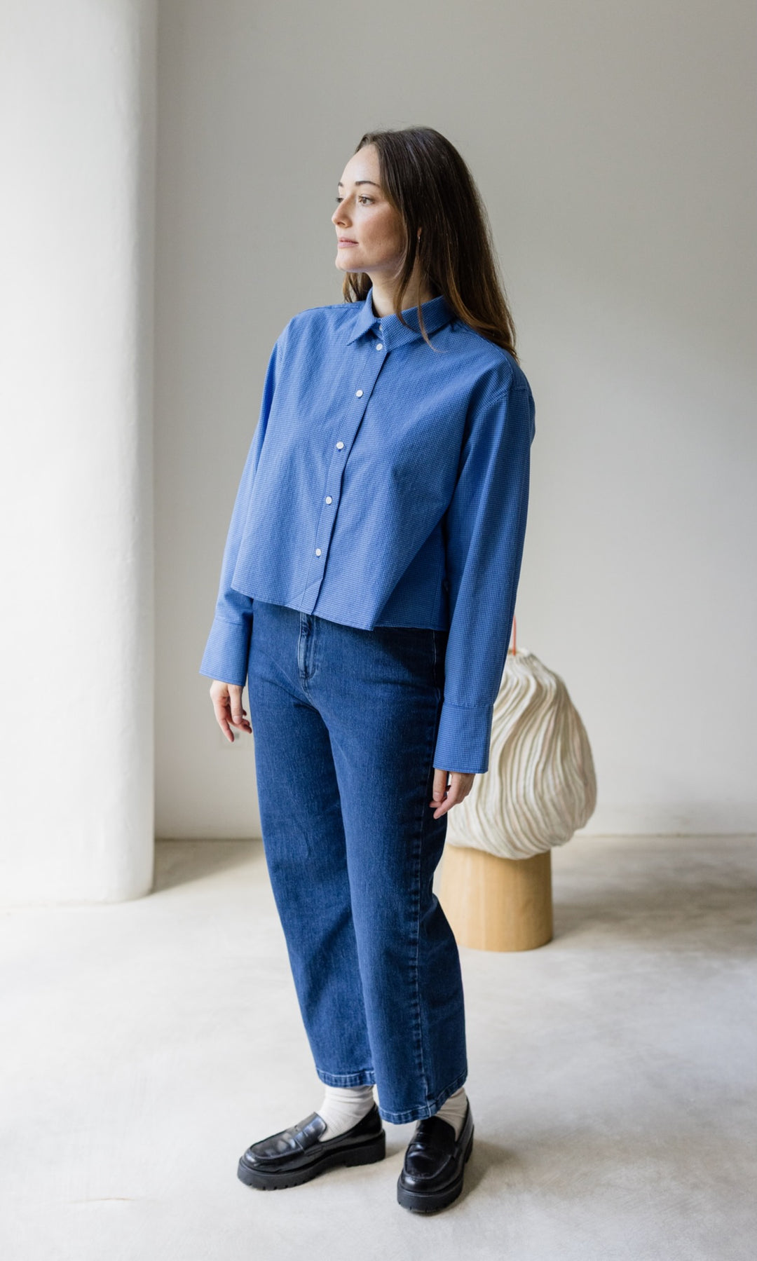 Cropped Oversized Hemd - abricot coco