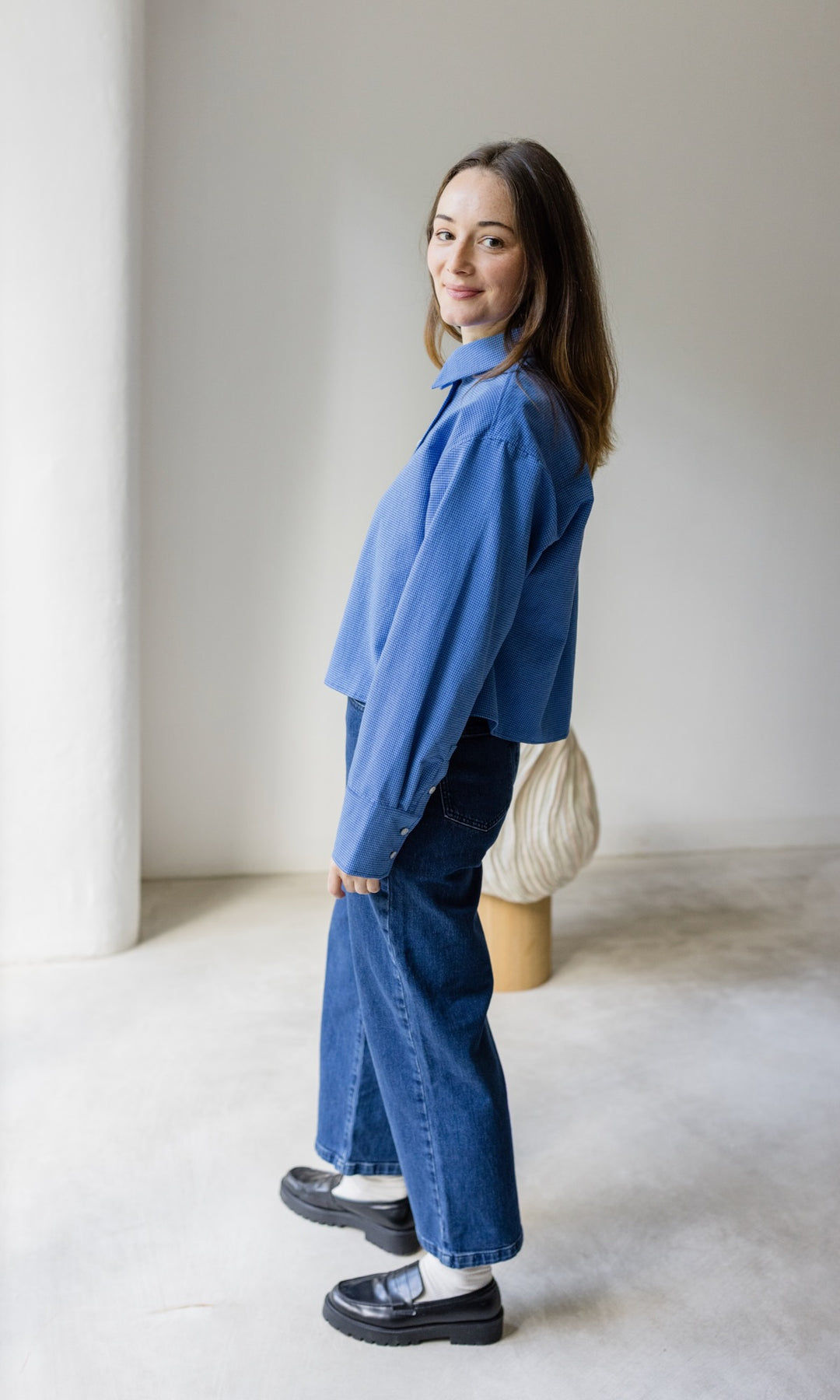 Cropped Oversized Hemd - abricot coco