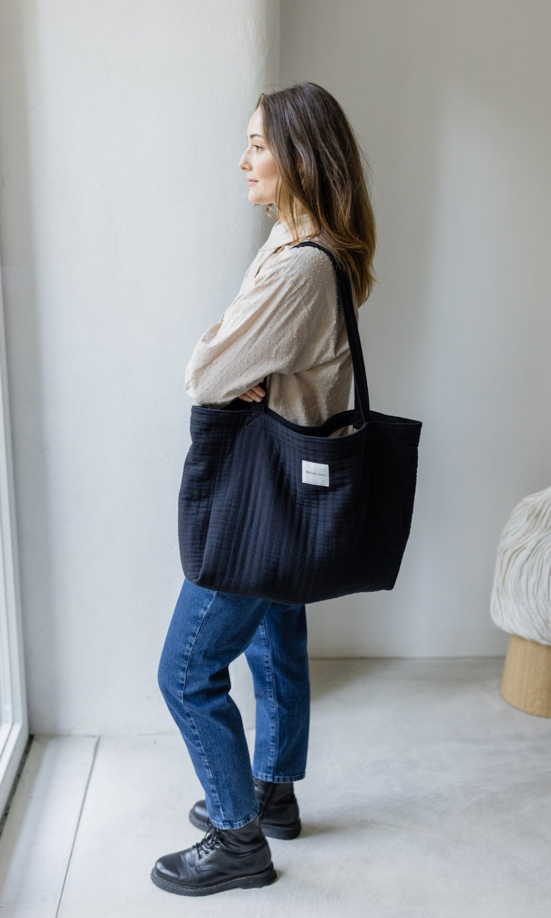 Wendbare Gesteppte Mom Bag Schwarz