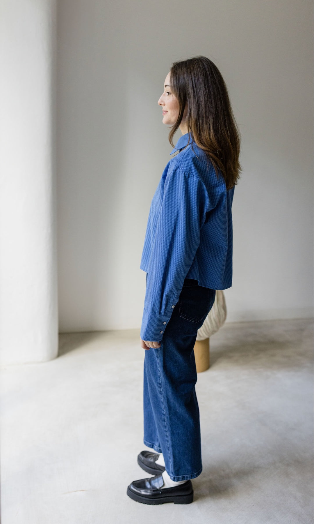 Cropped Oversized Hemd - abricot coco
