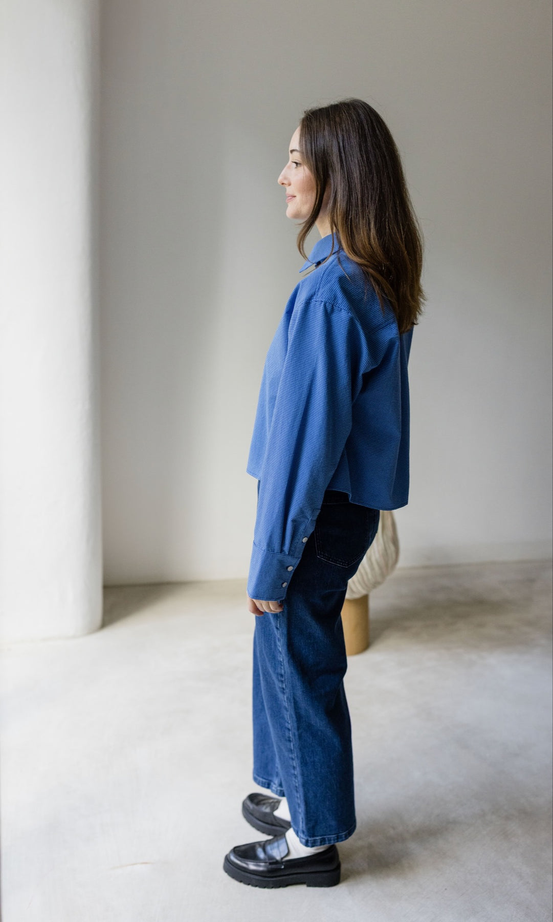 Cropped Oversized Hemd - abricot coco