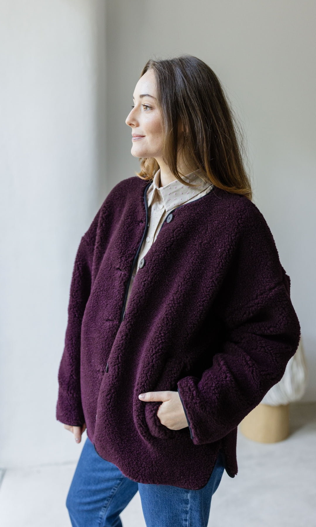 Schafwoll Jacke (Schurwolle) Bordeaux