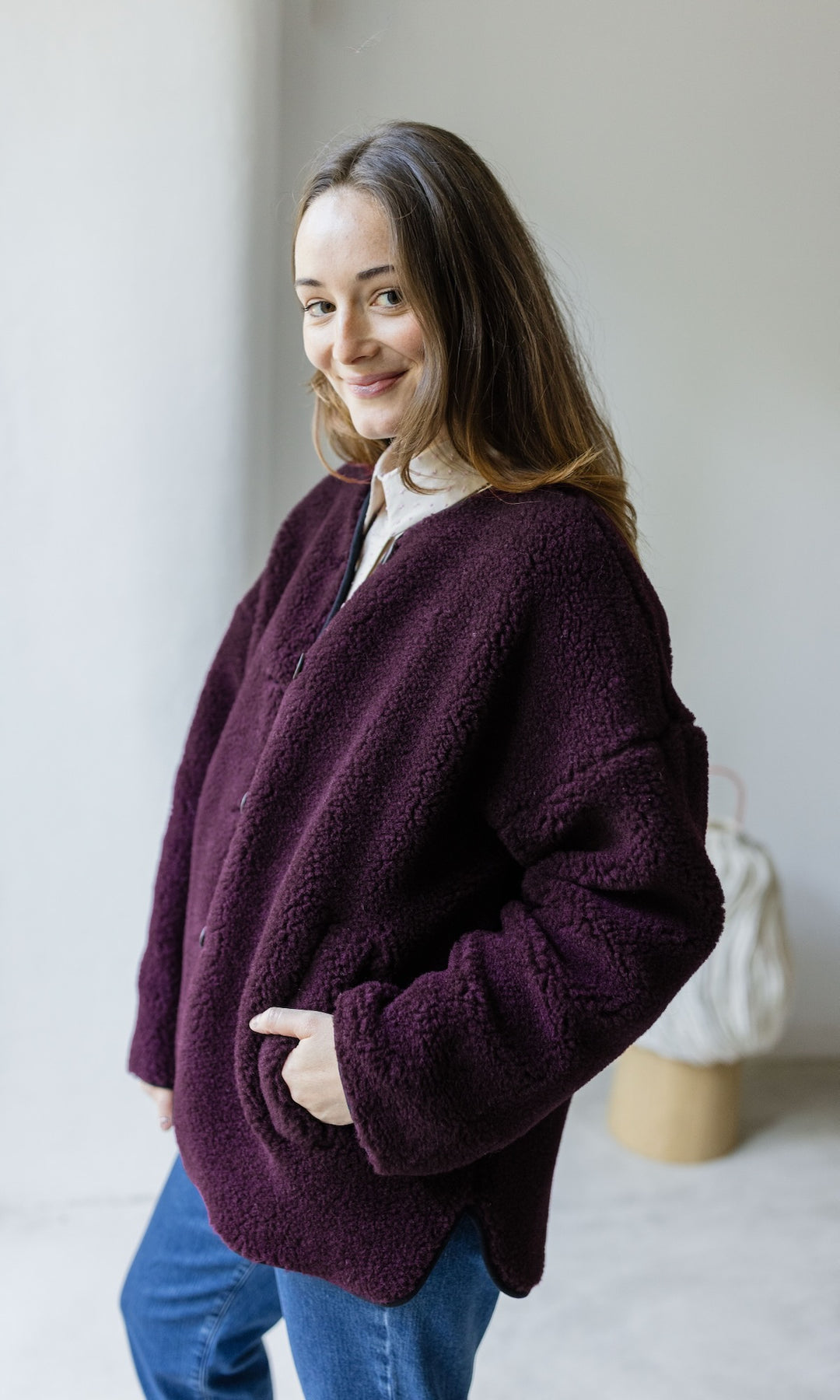 Schafwoll Jacke (Schurwolle) Bordeaux