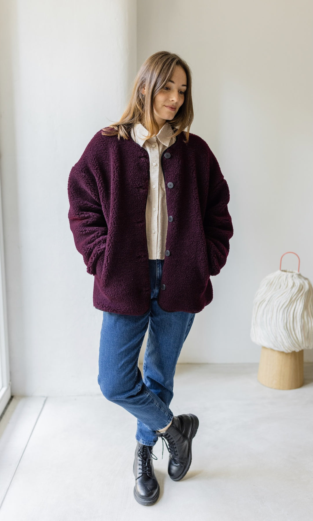 Schafwoll Jacke (Schurwolle) Bordeaux