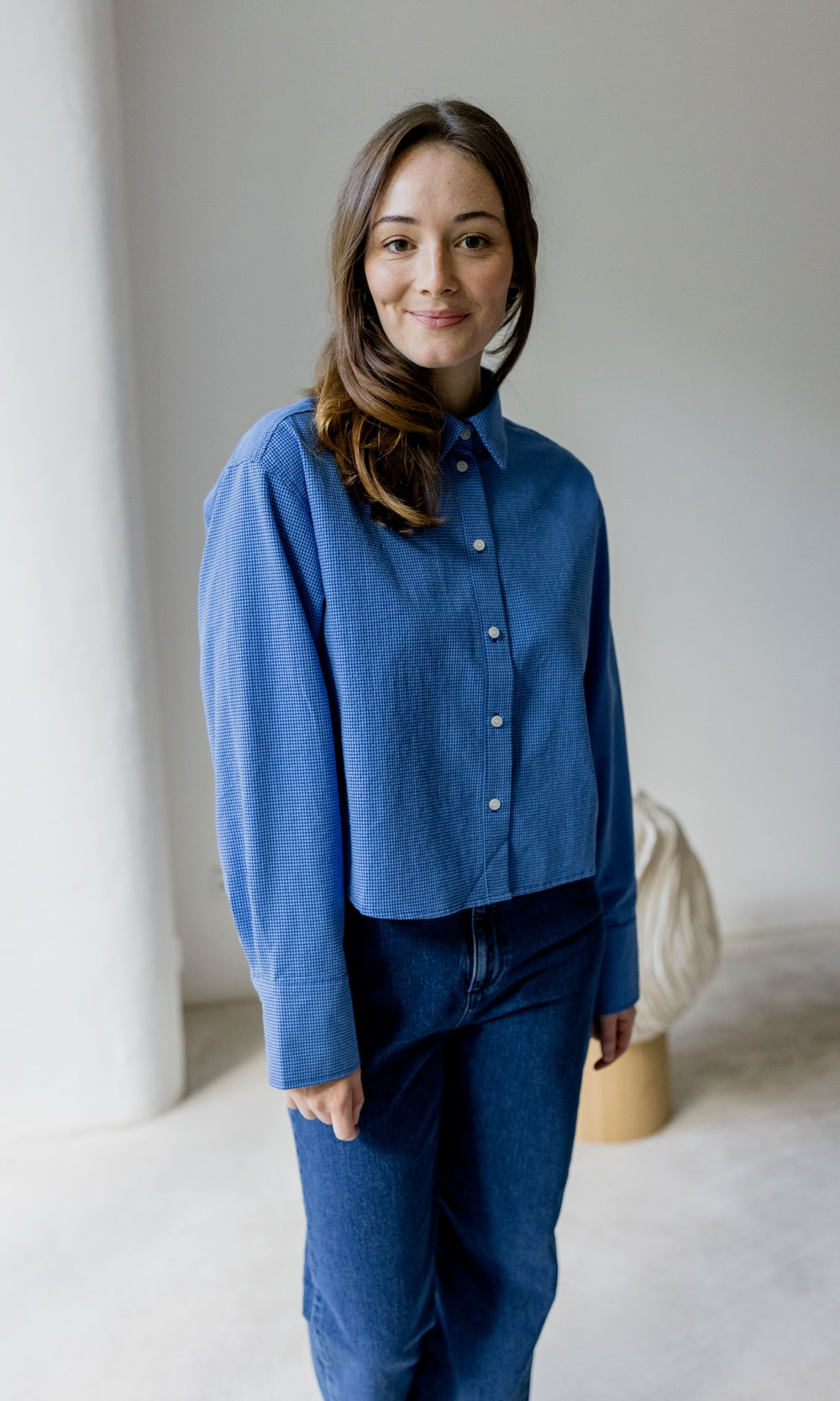 Cropped Oversized Hemd - abricot coco